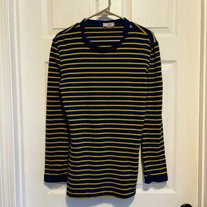 Vintage Gianni Versace Blue Yellow Stripe Long Sleeve Knit Top Made in Italy